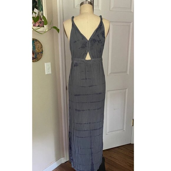URBAN OUTFITTERS Blue Tie-Dye stretch Empire Waist Goddess MAXI Dress *SMALL* - Picture 4 of 6